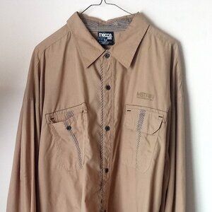 BROWN LONG SLEEVE CUFF CASUAL SHIRT-5X